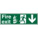NHS Sign 600x200 1mm FireExit Man Running Right&Arrow Down Ref HSP124SRP600x200 *Up to 10 Day Leadtime*