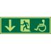 Photol Exit Sign 2mm Wheelchair Picto/Man run right Arrow down Ref PDSP095450x150 *Up to 10Day Leadtime*