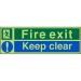 Photolum Sign 600x200 S/A Vinyl Fire Exit Keep Clear Ref PSP126SAV600x200 *Up to 10 Day Leadtime*