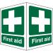 Protruding First Aid Sign 2 faces 150x200 each 1mm First Aid Ref SP310SRP150x200 *Up to 10 Day Leadtime*