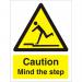 Warning Sign 300x400 1mm Plastic Caution - Mind the step Ref W0131SRP-300x400 *Up to 10 Day Leadtime*