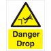Warning Sign 300x400 1mm Semi Rigid Plastic Danger drop Ref W0182SRP-300x400 *Up to 10 Day Leadtime*