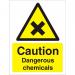Warning Sign 300x400 1mm Plastic Caution Dangerous chemicals Ref W0200SRP300x400 *Up to 10 Day Leadtime*
