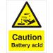 Warning Sign 300x400 1mm Plastic Caution - Battery acid Ref W0210SRP-300x400 *Up to 10 Day Leadtime*