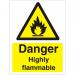 Warning Sign 300x400 1mm Plastic Danger - Highly flammable Ref W0212SRP-300x400 *Up to 10 Day Leadtime*