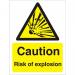 Warning Sign 300x400 1mm Plastic Caution Risk of explosion Ref W0226SRP300x400 *Up to 10 Day Leadtime*