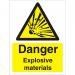 Warning Sign 300x400 1mm Plastic Danger Explosive materials Ref W0228SRP300x400 *Up to 10 Day Leadtime*