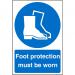 WarehouseSign 400x600 Plastic Foot protection must be worn Ref WPM03SRP400x600 *Up to 10 Day Leadtime*