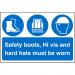 Warehouse Sign 600x400 boots Hivis&hard hats must be worn Ref WPM08SRP600x400 *Up to 10 Day Leadtime*
