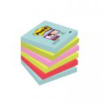Post-It Super Sticky Notes Miami 76x76mm Aqua Neon Green Pink Poppy Ref 654-6SS-MIA [Pack 6] 138345
