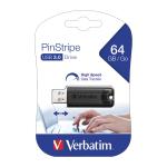 Verbatim Pinstripe Flash Drive 3.0 64GB Black Ref 49318 138410