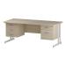 Trexus Rectangular Desk White Cantilever Leg 1800x800mm Double Fixed Ped 2&3 Drawers Maple Ref I002470