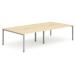 Trexus Bench Desk 4 Person Back to Back Configuration Silver Leg 2400x1600mm Maple Ref BE256