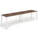 Trexus Bench Desk 2 Person Side to Side Configuration White Leg 2800x800mm Walnut Ref BE354