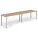 Trexus Bench Desk 2 Person Side to Side Configuration Silver Leg 3200x800mm Beech Ref BE372