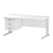 Trexus Rectangular Desk White Cantilever Leg 1600x800mm Fixed Pedestal 3 Drawers White Ref I002219