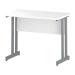 Trexus Rectangular Slim Desk Silver Cantilever Leg 1000x600mm White Ref I002195