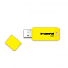 Integral Neon USB Drive 2.0 Capacity 16GB Yellow Ref INFD16GBNEONYL 139131