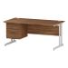 Trexus Rectangular Desk White Cantilever Leg 1600x800mm Fixed Pedestal 3 Drawers Walnut Ref I001933