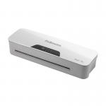 The Fellowes Laminating Machines Pixel A4 Laminator is a sleek and efficient lamination tool. This image showcases a compact, silver machine with clear controls and a glowing power light. The A4 size makes it perfect for personal or small office use.