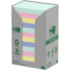 Post-it Recycled Notes, Assorted Colours, 38 mm x 51 mm, 100