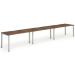 Trexus Bench Desk 3 Person Side to Side Configuration White Leg 4800x800mm Walnut Ref BE389
