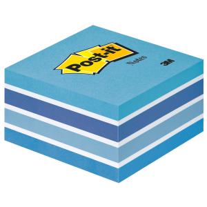 Image of Post-it Note Cube 450 Sheets 76x76mm Pastel BlueNeon Blue Shades Ref