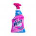 The image shows a van with the Reckitt Benckiser Group plc logo on its side, filled with cleaning chemicals and accessories. Among them is the Vanish Carpet Cleaner, Upholstery Oxi Action Stain Remover, in a 1 litre bottle with a red label. The date on the label reads 140724.