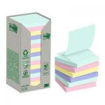 Post-it?? Recycled Z-Notes Nature Collection 16 Pads 100 Sheets 76mm x 76mm 141031