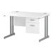 Trexus Rectangular Desk Silver Cantilever Leg 1200x800mm Fixed Pedestal 2 Drawers White Ref I002205