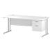 Trexus Rectangular Desk White Cantilever Leg 1800x800mm Fixed Pedestal 2 Drawers White Ref I002212