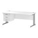 Trexus Rectangular Desk Silver Cantilever Leg 1800x800mm Fixed Pedestal 3 Drawers White Ref I002216