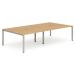 Trexus Bench Desk 4 Person Back to Back Configuration Silver Leg 2800x1600mm Beech Ref BE257