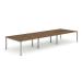 Trexus Bench Desk 6 Person Back to Back Configuration Silver Leg 4200x1600mm Walnut Ref BE294