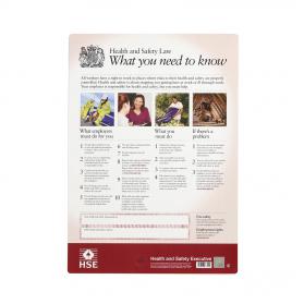 Health and Safety Law Poster PVC W297xH420mm A3 142272