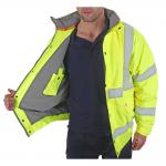 B-Seen Hi-Vis Bomber Jacket Fleece Lined Large Saturn Yellow Ref CBJFLSYL *Up to 3 Day Leadtime* 142435