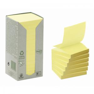 Post-it Z-note Tower Recycled 100 Sheets per Pad 76x76mm Yellow Ref