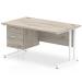 Trexus Rectangular Desk White Cantilever Leg 1400x800mm Fixed Ped 2 Drawers Grey Oak Ref I003471