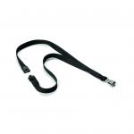 Durable Soft Textile Lanyard 15mmx440mm with 12mm Metal Snap Hook Black Ref 812701 [Pack 10] 143437