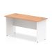 Trexus Desk Rectangle Panel End 1400x600mm Oak Top White Panels Ref TT000095