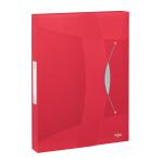 Rexel Choices Box File PP Elastic Strap 40mm Spine A4 Trans Red Ref 2115668 144161