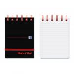 OXFORD Black n Red A7 Wirebound Card Cover Notebook Ruled 140 Pages 144436
