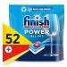 The picture shows a pack of 52 dish washing Finish Power All In One Lemon by Reckitt Benckiser Group plc. Each tablet is brightly colored and individually wrapped. The packaging features a vibrant lemon design and clearly displays the brand name and product information. It appears to be a convenient and efficient dishwashing solution.