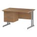 Trexus Rectangular Desk Silver Cantilever Leg 1200x800mm Fixed Pedestal 3 Drawers Oak Ref I002665