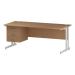 Trexus Rectangular Desk White Cantilever Leg 1800x800mm Fixed Pedestal 3 Drawers Oak Ref I002672