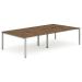 Trexus Bench Desk 4 Person Back to Back Configuration Silver Leg 2800x1600mm Walnut Ref BE254