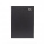5 Star Office 2024 Appointment Diary Day to Page Casebound and Sewn Vinyl Coated Board A4 297x210mm Black. 147029