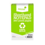 Silvine Recycled Shorthand Pad Wirebound 70gsm Ruled 160pp 127x203mm Green Ref RE160 [Pack 12] 147313