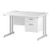 Trexus Rectangular Desk White Cantilever Leg 1200x800mm Fixed Pedestal 2 Drawers White Ref I002209