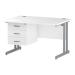 Trexus Rectangular Desk Silver Cantilever Leg 1200x800mm Fixed Pedestal 3 Drawers White Ref I002213